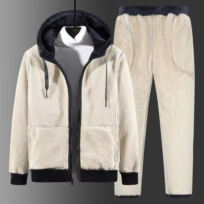 Ensemble veste et pantalon à capuche à manches longues pour hommes, olympiques d'optique sourire, vêtements chauds, automne, hiver, 2 pièces