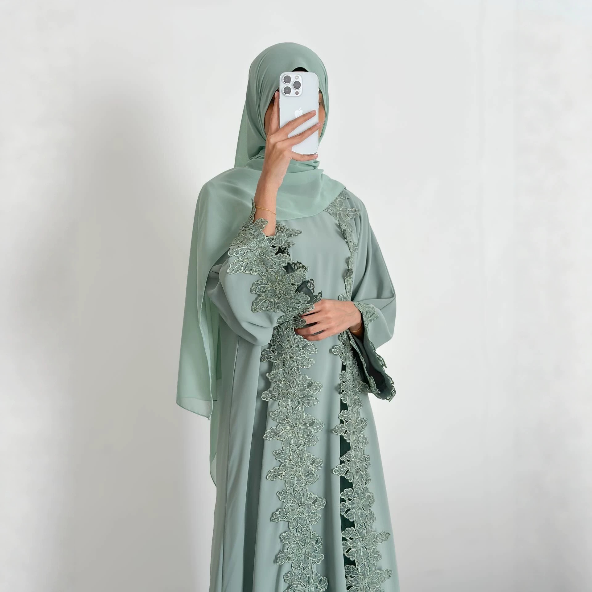 Robe d'Aïd, Abaya, Ensemble de 2 pièces, Cardigan en dentelle, Robe pour femmes musulmanes, Tenue de fête du Ramadan, Abayas de Dubaï, Kaftan, Vestidos, Jalabiya