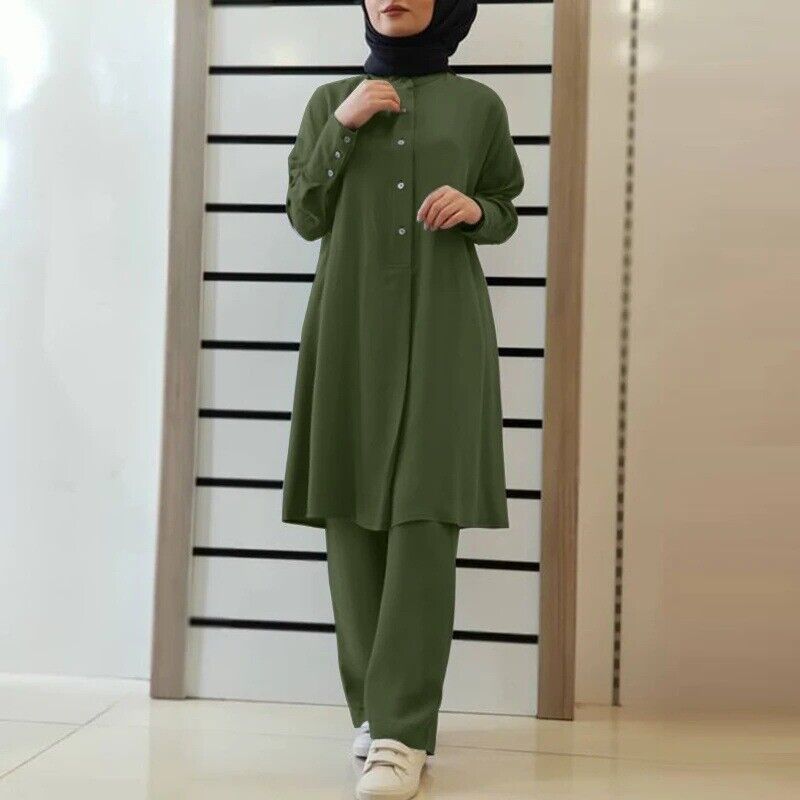 Ensemble Deux Pièces Abaya pour Femme, Chemises et viser Modestes, Robe Musulmane Islamique, Caftan Décontracté, Vêtements Turquie, Automne