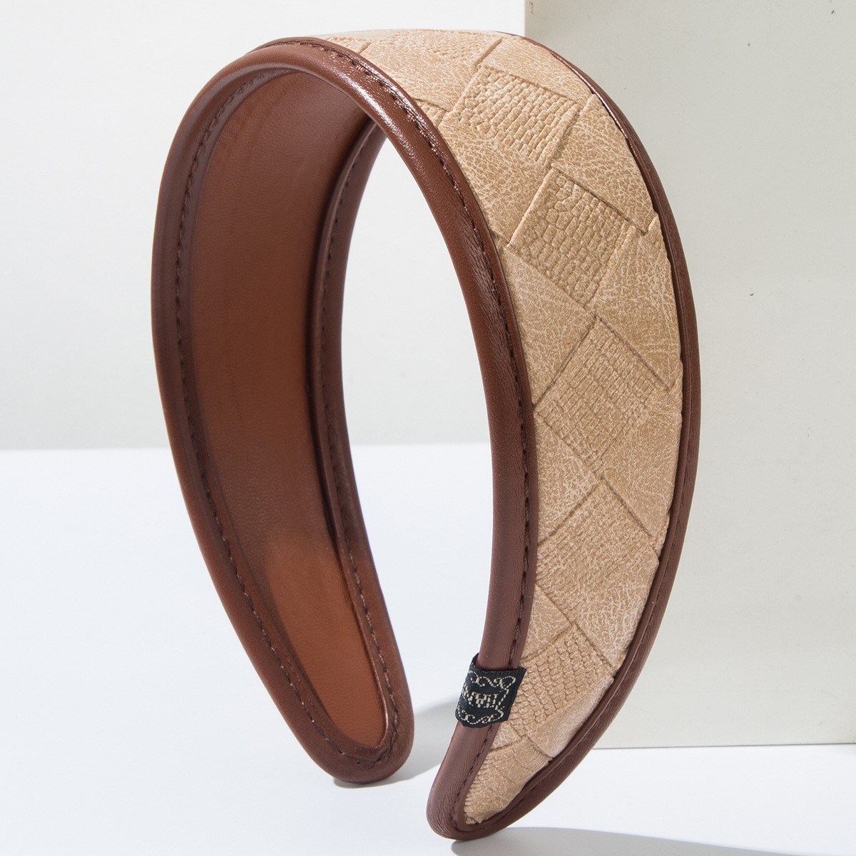 Bandeau en cuir PU léger et luxueux, large, antidérapant, rétro, accessoires de cheveux tendance pour femmes