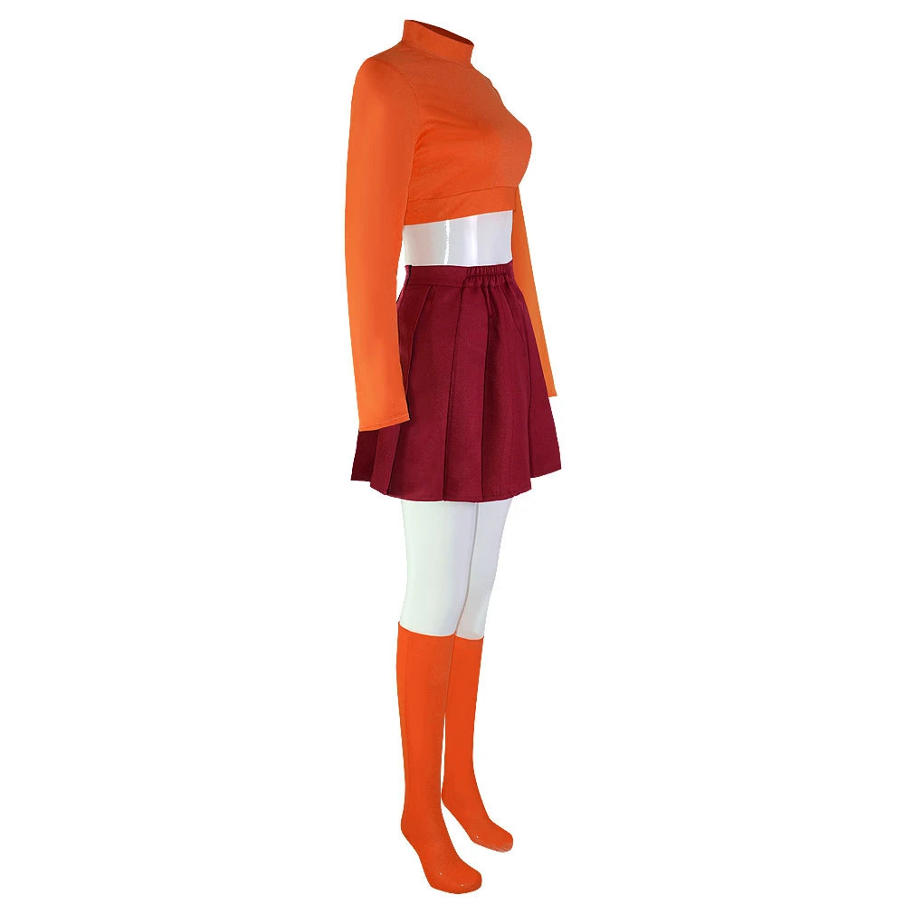 Costume de Cosplay Anime Velma, uniforme Orange de personnage de film, Costume d'halloween pour femmes et filles, tenues de jeu de rôle