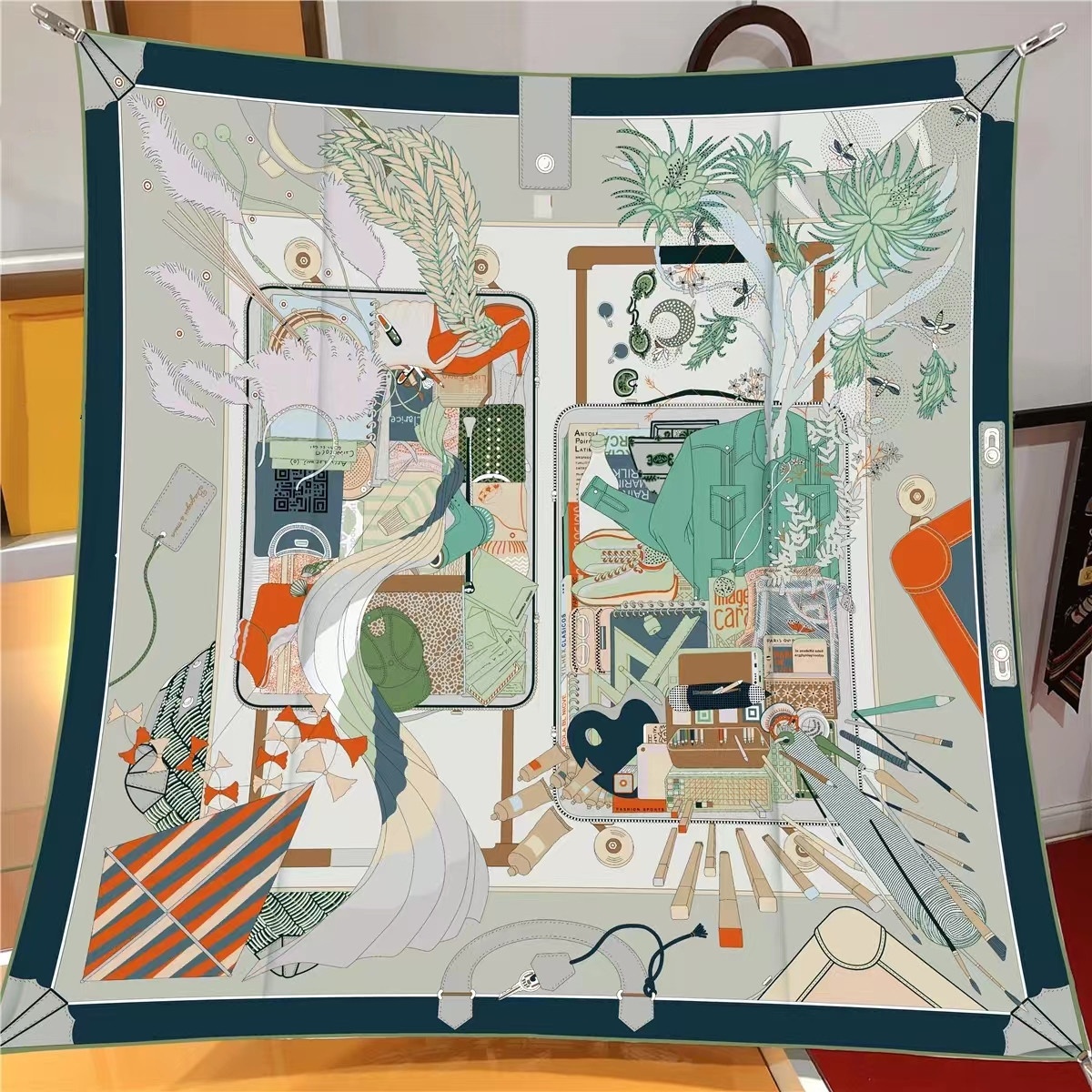 Foulard en soie pour femmes, Foulard carré imprimé à la mode, Foulards en soie, enveloppes, châle de plage, Bandana, Hijabs pour dames, 90CM