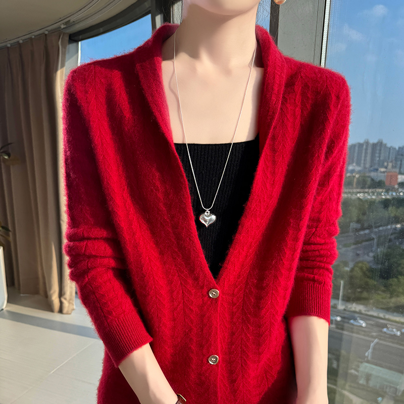 Col écharpe femmes Cardigan hauts automne hiver nouveau Chic 100% laine mérinos pull gracieux femme laine pull élégant doux Blouse