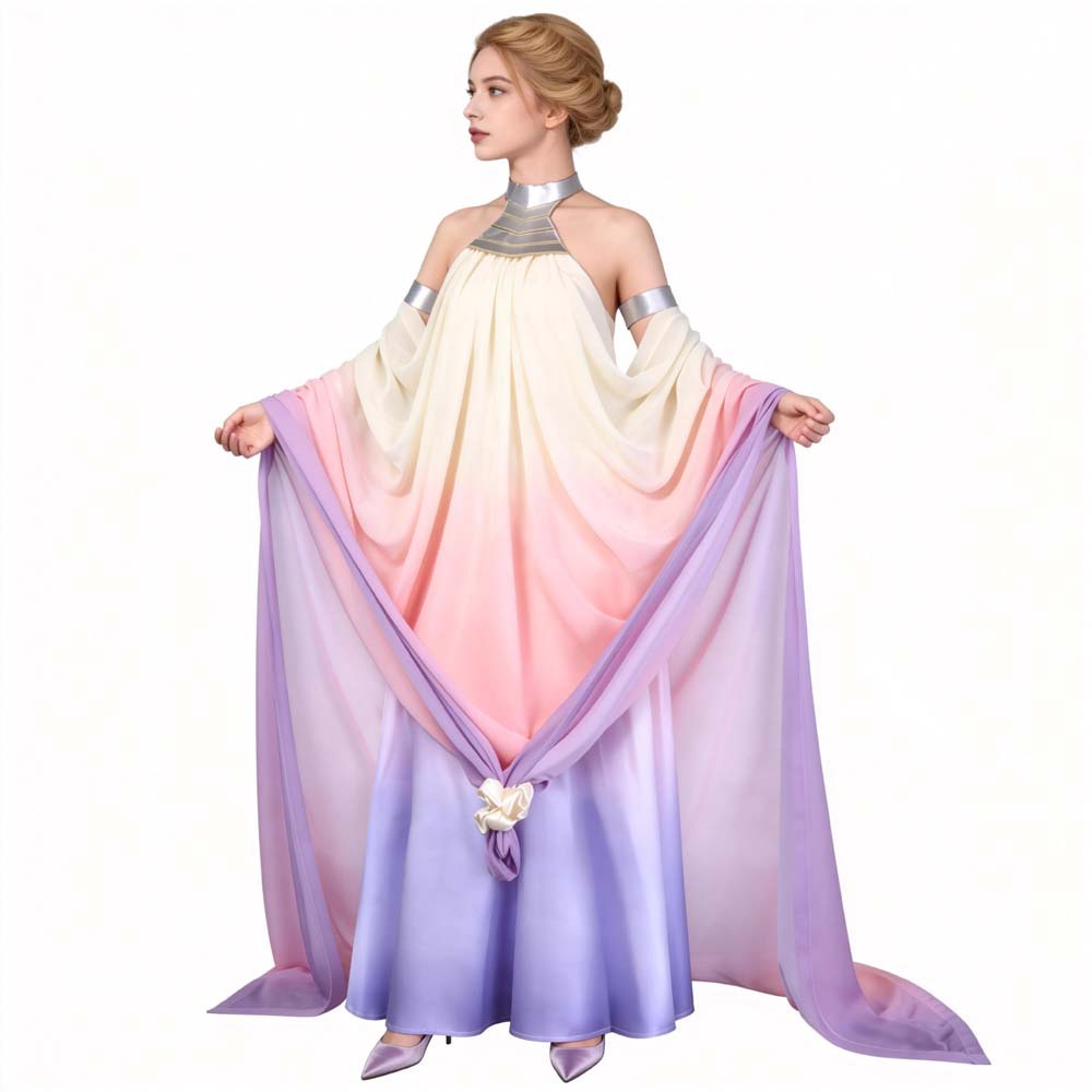 Costume de cosplay Padmé Amidala, robe de reine classique, longue et élégante, dos nu, tenue uniforme pour femmes, Halloween, carnaval, fête
