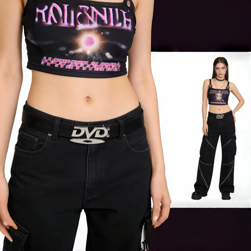 Ceinture à boucle pour femme, nouveau design nostalgique DVD New English, décorative, à porter avec des jeans, polyvalente, au design mode et de niche