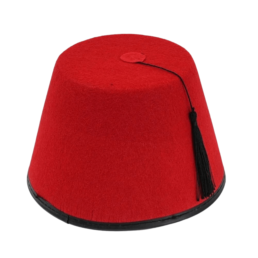 Chapeau Fez Traditionnel en Feutre Rond Rouge, Chapeau Marocain Respirant, Tarboosh Fez Universel