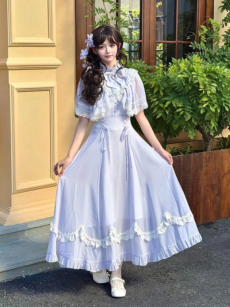 Robe Midi Élégante Française avec Nœud Papillon et Dentelle, Patchwork, Taille Cintrée, Chic, de Créateur, pour Femme, Tenue de Soirée Féerique