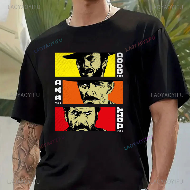 Mode hommes vêtements le bon le mauvais et laid impression t-shirt pour homme Il Buono Brutto Cattivo hauts été banlieue t-shirts occasionnels