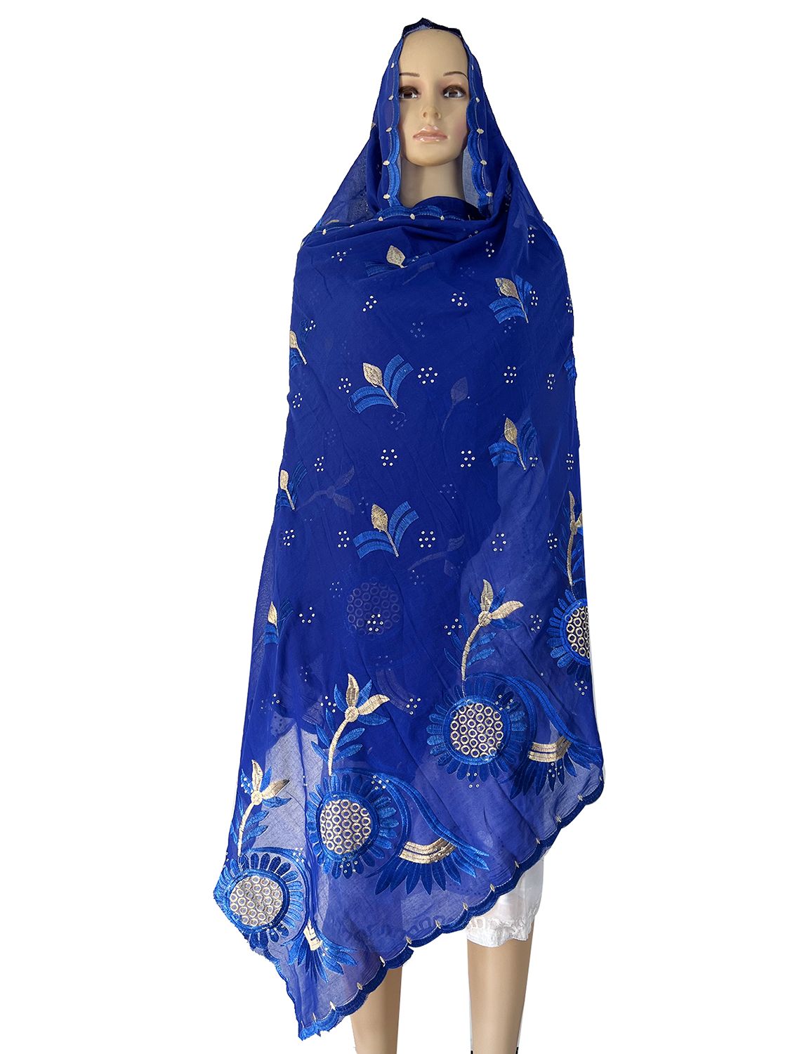 Écharpe en Coton Brodé pour Femme Musulmane, Hijab Africain, Islam, Pashmina, Turban de Sauna, Châles, Nouvelle Collection 2024