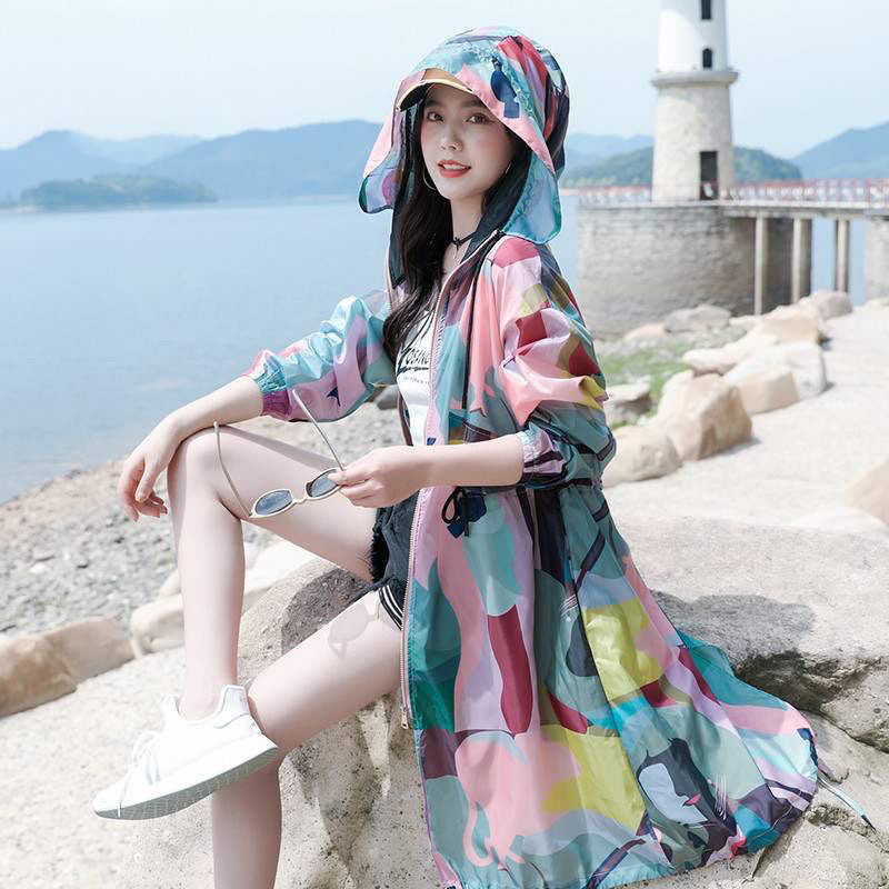 Manteau mi-long coréen respirant pour femmes, vêtements de protection solaire, veste de protection UV, vêtements actifs d'extérieur, mince, nouveau, été