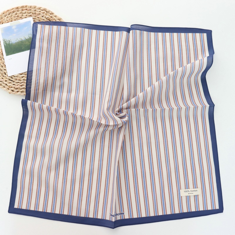 100% coton rayé frais tout-Match petite serviette carrée 2025 nouvelle mode foulard à bout fermé pour écharpe carrée femmes bandeau