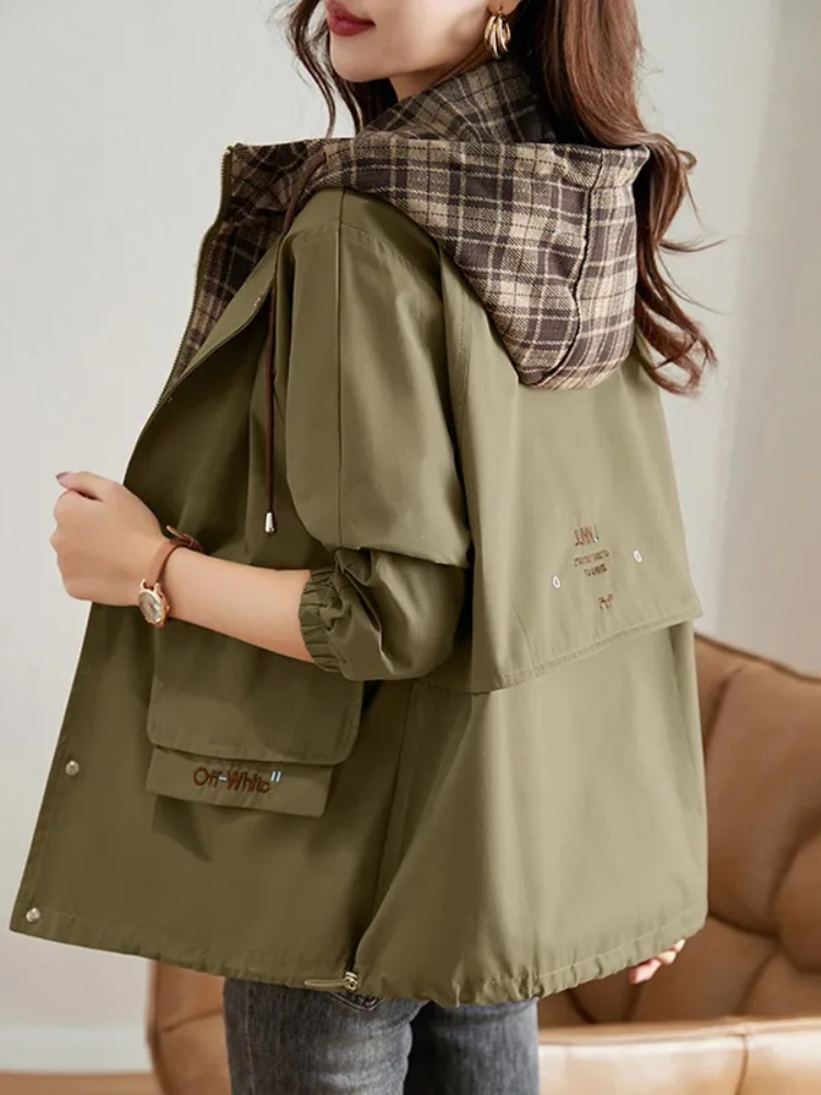 2025 nouvelle mode coréenne courte coupe-vent à capuche femme à manches longues lâche vêtements d'extérieur décontractés manteaux femmes automne Trench Coat femme