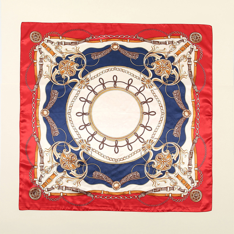 InjSatin-Foulard Carré Imprimé pour Femme, 90x90cm, Mouchoir de la raq, 256 Satin, Turban Floral Rond