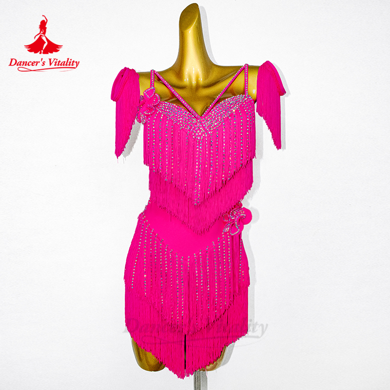 Robes de danse latine pour femmes, personnalisées, pierres AB, Sexy, dos nu, Tango, Samba, Rumba, Costumes de spectacle professionnel