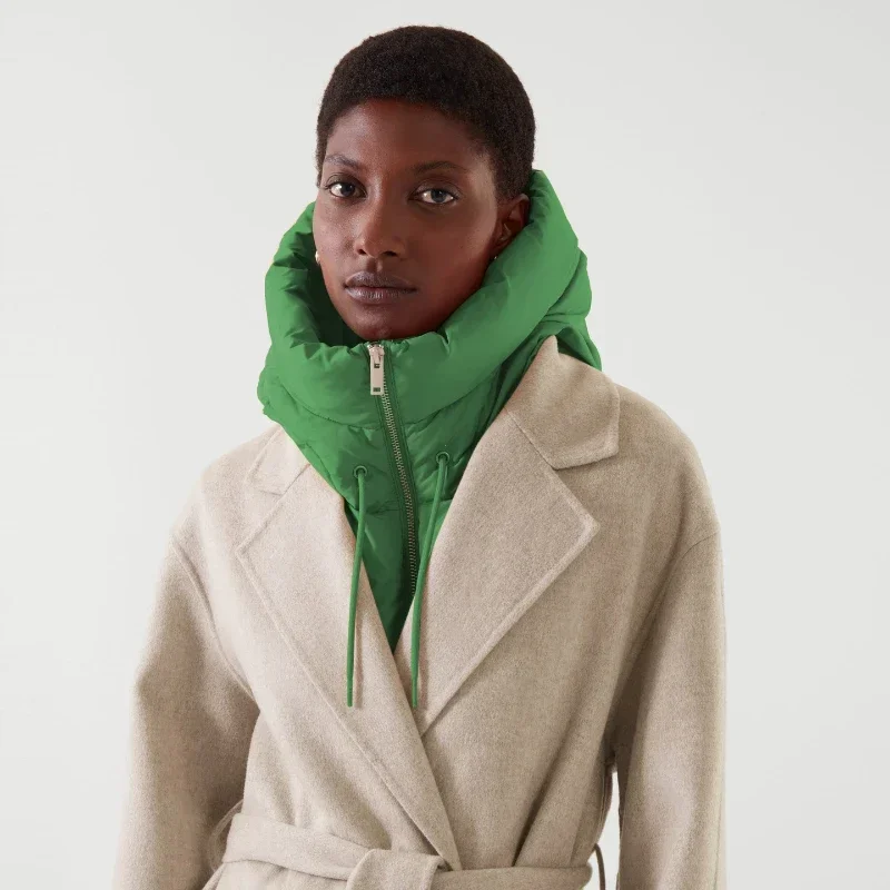 Chapeaux d'hiver à capuche ultralégers pour femmes et hommes, écharpe chaude avec anneau, cagoule, chapeau, fermeture éclair au cou, manteau avec cordon de serrage, écharpe, débardeur court