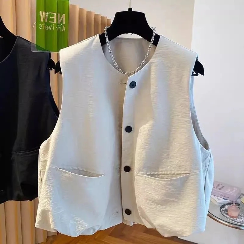 Femmes gilet manteau 2025 printemps automne sans manches mode dames gilet veste ample décontracté polyvalent dame gilet vêtements d'extérieur