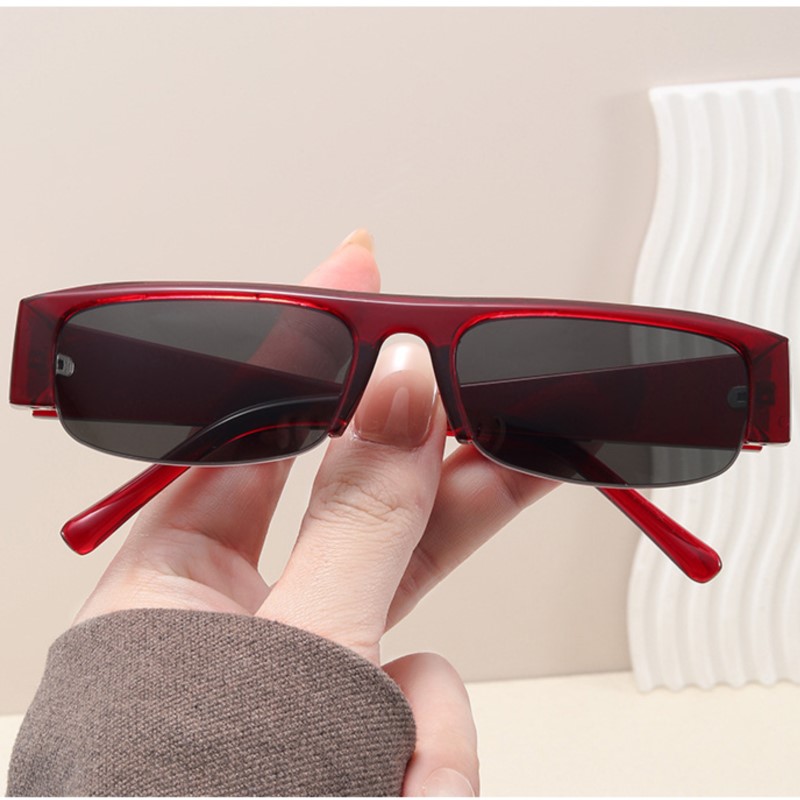 Lunettes de soleil rectangulaires vintage pour femmes, design de marque tendance, verres dégradés, lunettes de soleil pour hommes, demi-monture, protection UV400