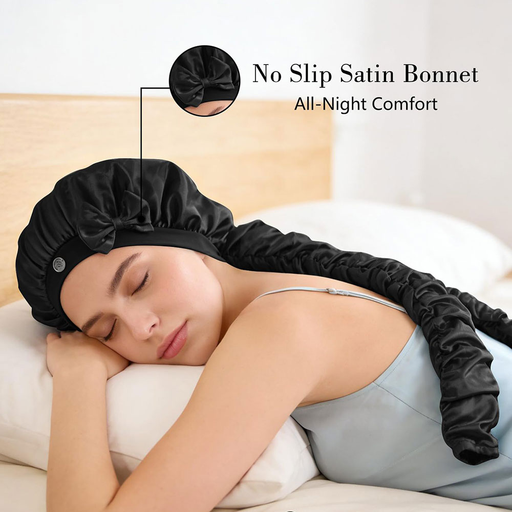 Bonnet de nuit pour cheveux bouclés, bandeau large, bonnet extra large pour cheveux longs, anti-frisottis, chapeau de nuit pour cheveux longs, protection pour coiffures tressées longues
