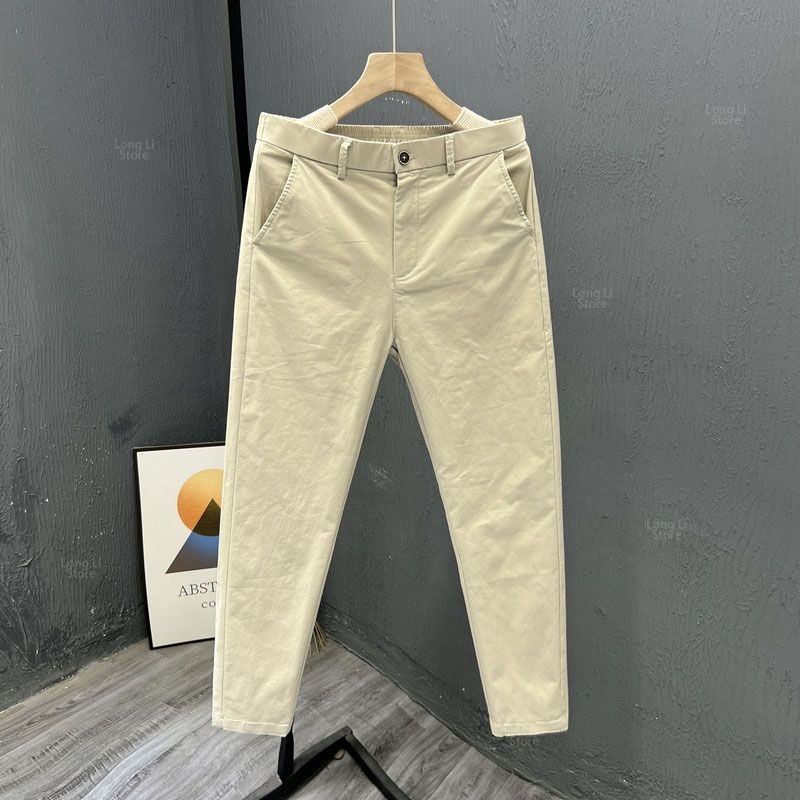 Pantalon en coton respirant monochrome pour homme, pantalon d'affaires confortable, haute qualité, nouvelle mode, printemps et automne, 36, 2024
