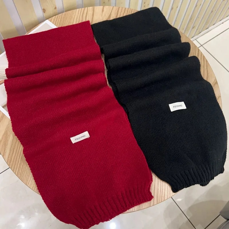 Écharpe tricotée thermique unisexe, couleur unie, châle de cou, chaud, coupe-vent, couleur unie, pour femmes et hommes, mode moto, hiver
