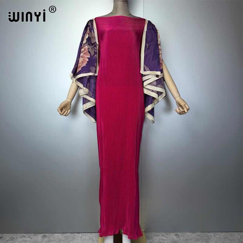 Robe plissée slim WINYI, élastique, style bohème, paréo de plage, caftan de vacances, abaya pour femmes musulmanes, tenue de soirée de luxe Dubaï