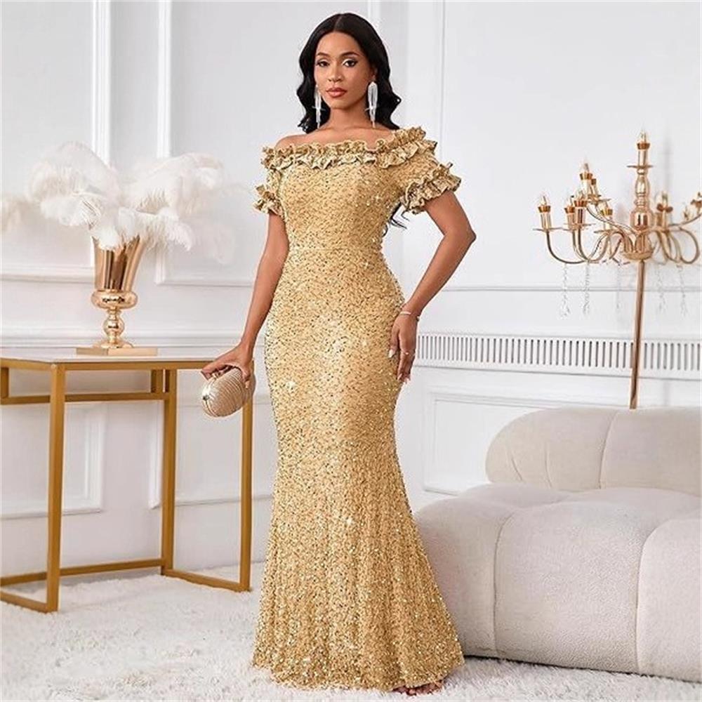 Robe de soirée élégante à épaules dénudées, robe de cocktail pour dîner et banquet