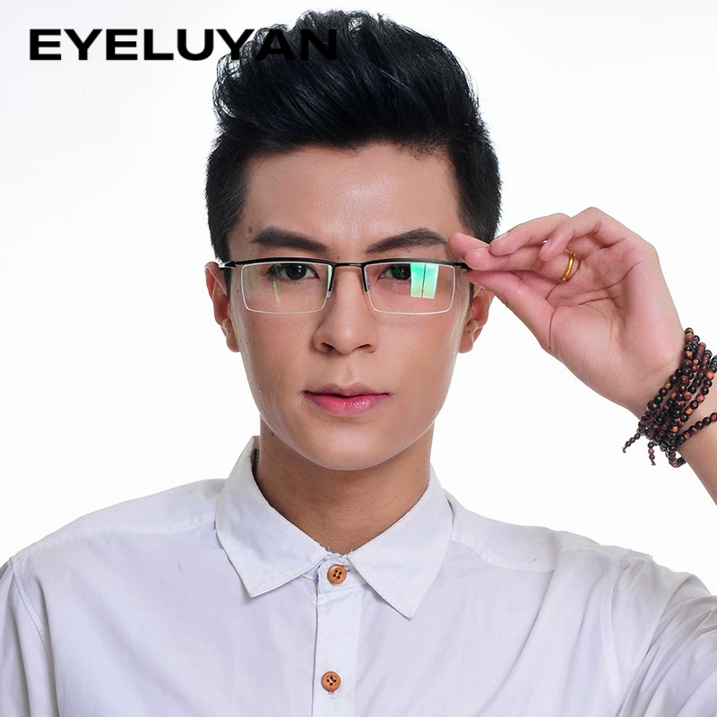 EYELUYAN demi-jante métal lunettes cadre pour hommes lunettes mode Cool optique-lunetterie homme lunettes Prescription cadre P8190