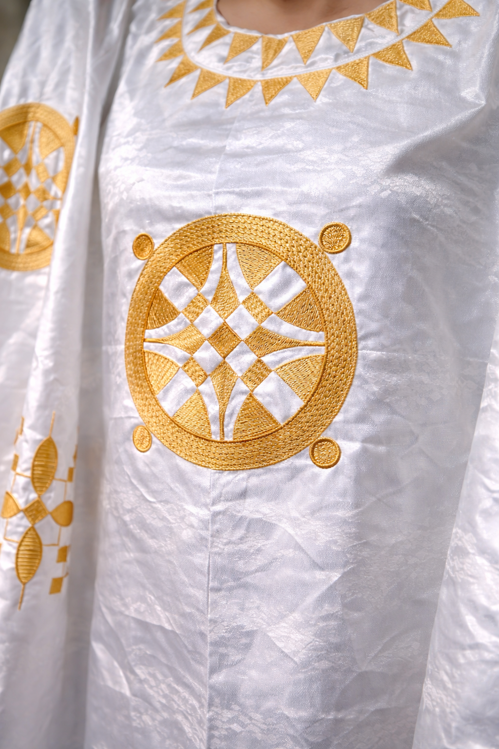 Robe Boubou Bazin Riche pour femmes africaines, blanche et dorée, originale du Nigeria, pour mariage et fête, style Dashiki, brillante