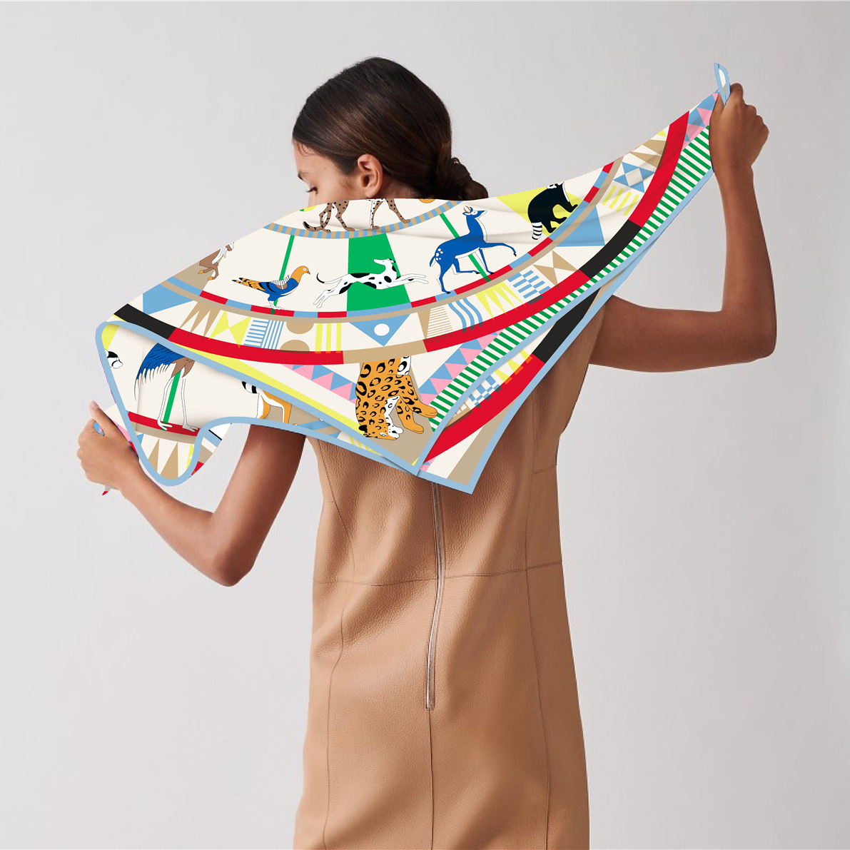 Nouveau Animal châle carré Foulard pour femmes sergé impression bandeau Foulard Hijab plage étoles Foulard femme bandeau Bandana