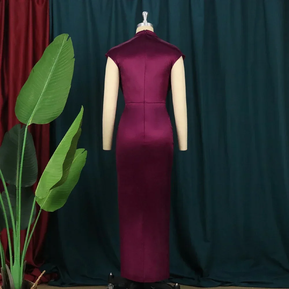 Robes bordeaux grande taille 4XL, Sexy, moulante, longue fente de bal, soirée, fête d'anniversaire, tenues de Cocktail pour dames, printemps été 2024