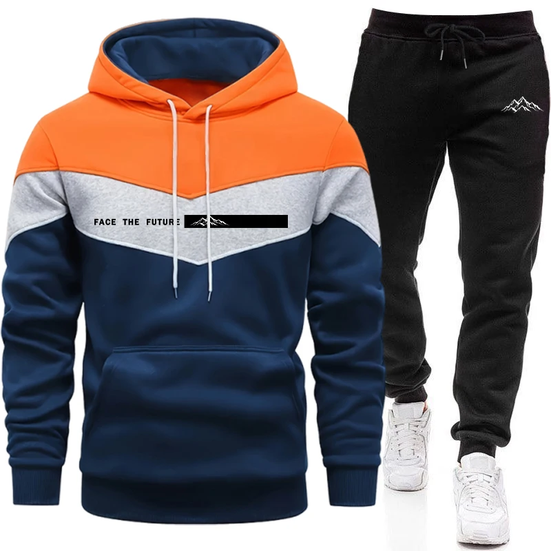 Ensemble de survêtement décontracté pour homme – Sweat à capuche et pantalon de jogging pour sports de plein air – Collection Automne-Hiver – Modèle unique à assortir