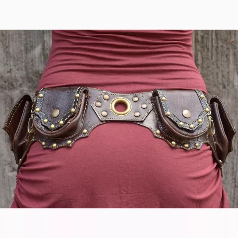 Sac de ceinture utilitaire en cuir PU pour femmes, Steampunk médiéval, sac banane de poche, chevalier Viking Cosplay, sac de hanche Vintage, accessoires de Festival