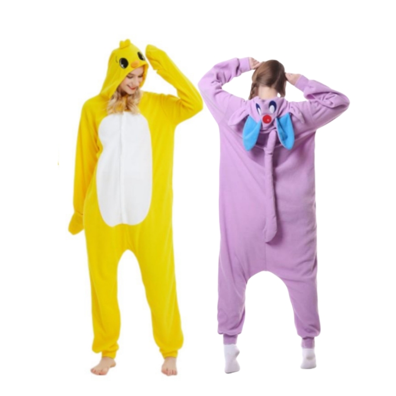 Pyjama Animal Multiple pour adultes, body à capuche, combinaison de couleur unie, dessin animé, unisexe, jeu de rôle à domicile, ours soleil, mignon Couple, costume chaud