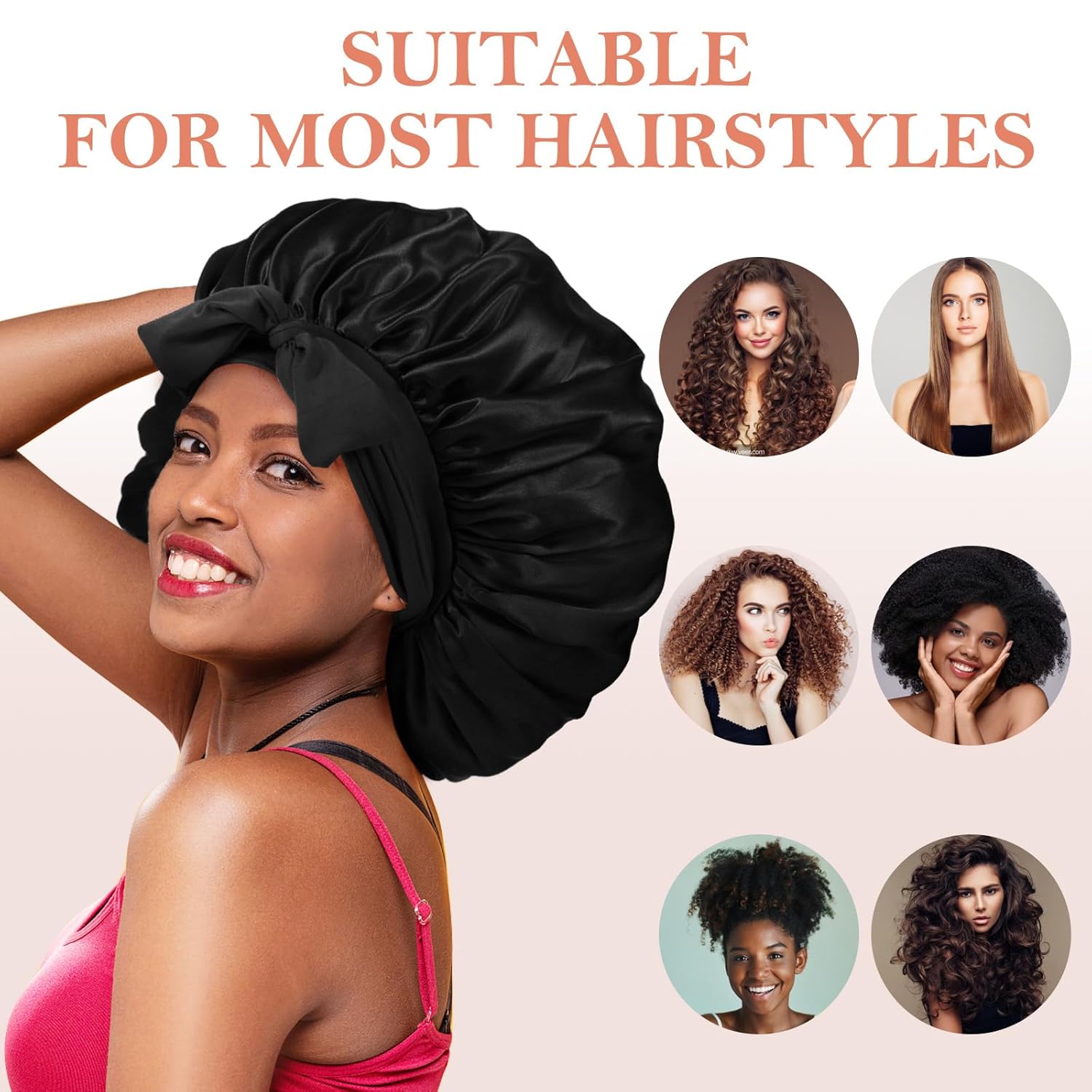 Nouveau Bonnet de Nuit en Coton Noir pour Femmes – Bandeau de Nuit Tendance pour Soin des Cheveux
