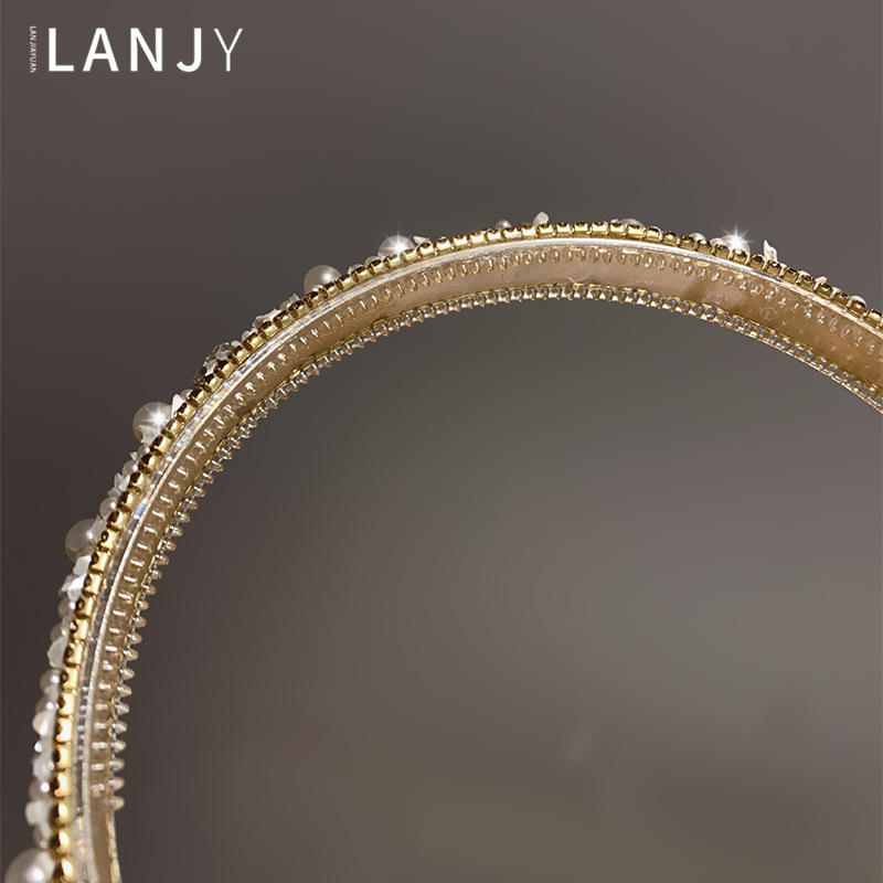 Bandeau pour femmes, accessoires de cheveux, design mince avec équipement et épingle à cheveux antidérapante, bandeau d'été en perles de strass