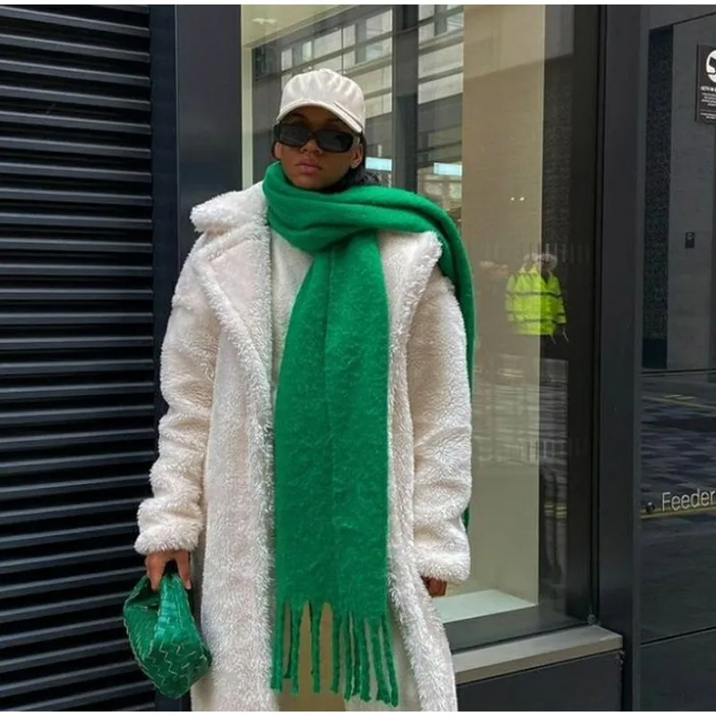 Écharpe d'hiver femmes de luxe automne hiver écharpe en cachemire épaissi chaud châle classique glands moelleux écharpe couleur unie doux châle