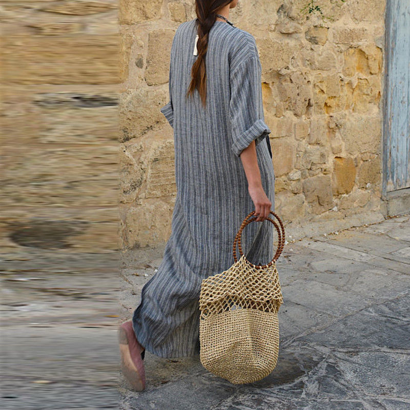 Robe décontractée à manches courtes pour femmes, plis en lin de coton, robe longue Boho, plage vintage d'été, vacances, robes de rue, Femme