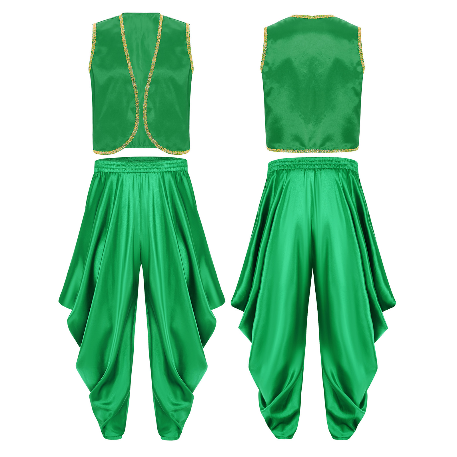 Costume de carnaval arabe folklorique indien pour hommes, ensemble gilet brillant et pantalon sarouel pour Halloween, uniformes de fête Raves
