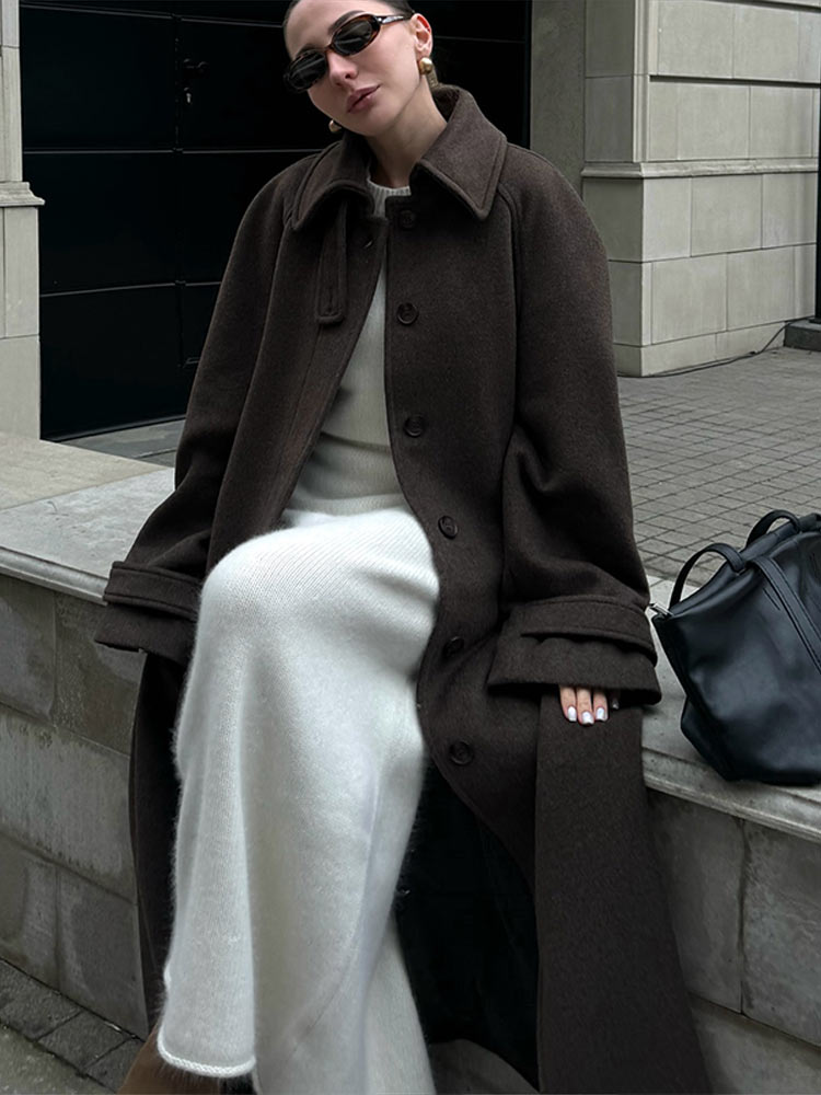 Chic en cuir PU revers veste courte femmes Vintage mode solide boutons ceinture vestes dame automne polyvalent décontracté rue vêtements d'extérieur