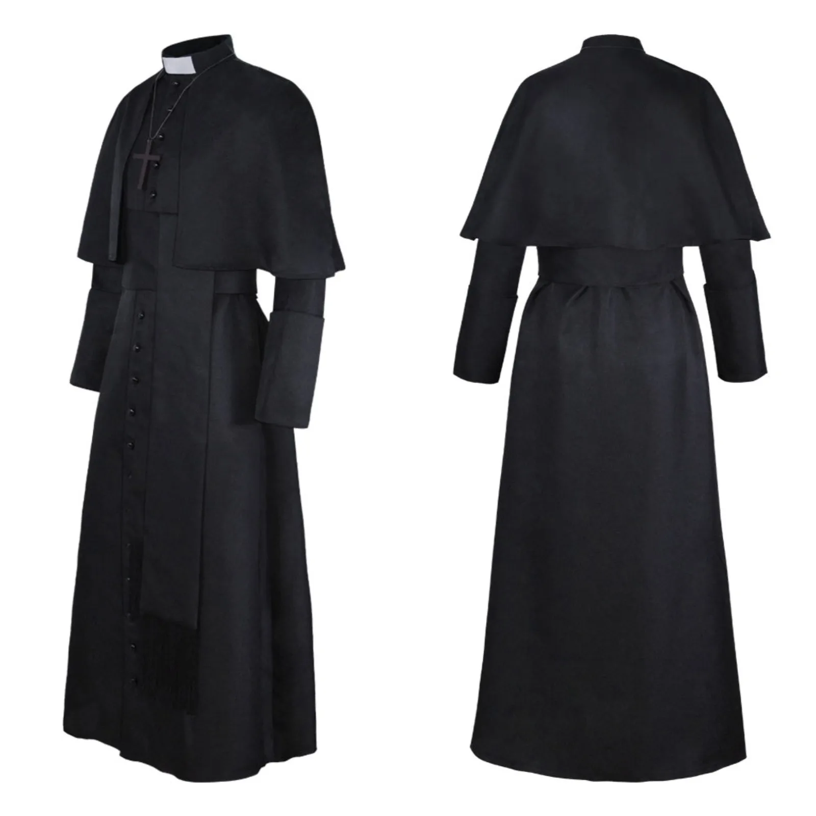 Costumes de Prêtre Médiévaux Renaissance Rétro pour Cosplay, Robe Solide de Prêtre Catholique, Soutane de Prêtre Pape, Robe de Prédicateur pour la Messe, Vêtement Religieux