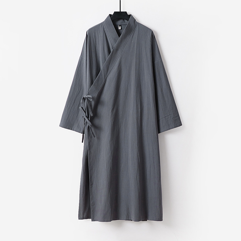 Kimono Cardigan de grande taille pour hommes, Yukata Haori, longue robe de bain, vêtements traditionnels japonais, Costume de samouraï ample en coton et lin