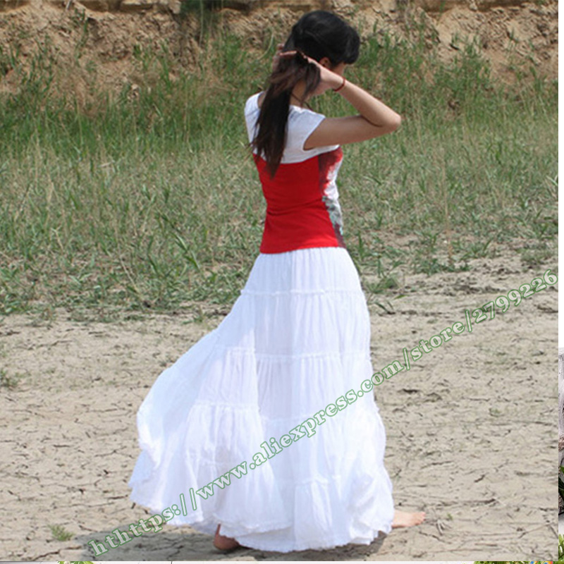 Jupe longue plissée bohème pour femme, 100 % coton, style gypsy, idéale pour la danse, collection été