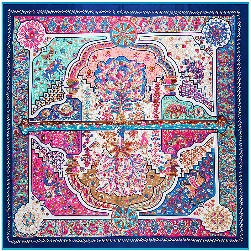 Châle de marque de luxe 130 sergé de soie, écharpe carrée à reflets floraux, Bandana enveloppant Hijab, 100% cm