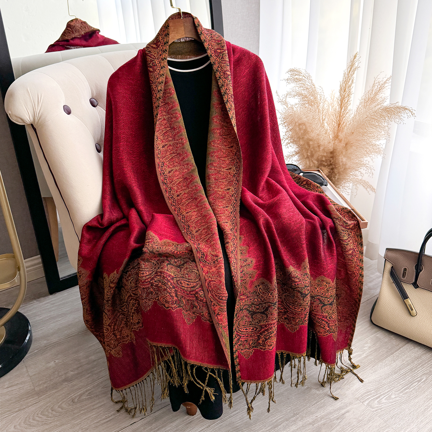 2025 gland couverture conception épaisse Pashmina nouvel hiver chaud doux châle enveloppement imprimé écharpe femmes résistant au froid foulard Poncho étoles