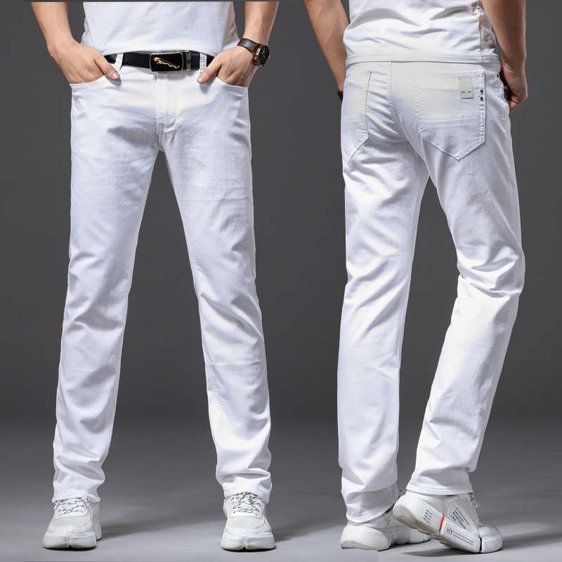 Jean blanc pour hommes, mode décontractée, Style classique, coupe Slim, pantalon doux, marque masculine, pantalon extensible avancé