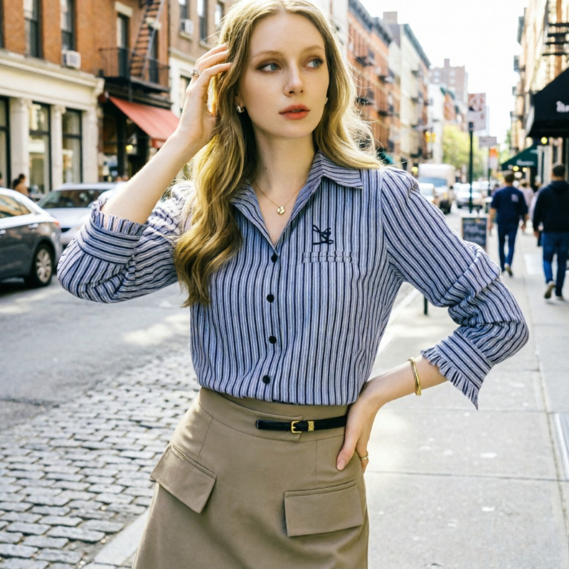 Design de mode femmes Blouses pour un Look Chic nouveau bureau élégant dames chemises rayées hauts