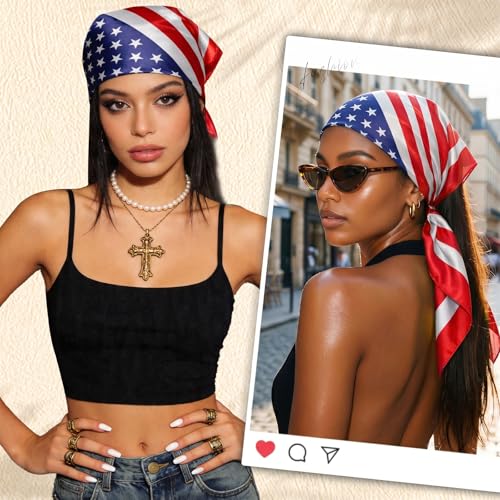 Foulard pour femme - Bandana de cou en soie artificielle tendance, grand foulard carré pour cadeau 27,5 x 27,5 pouces