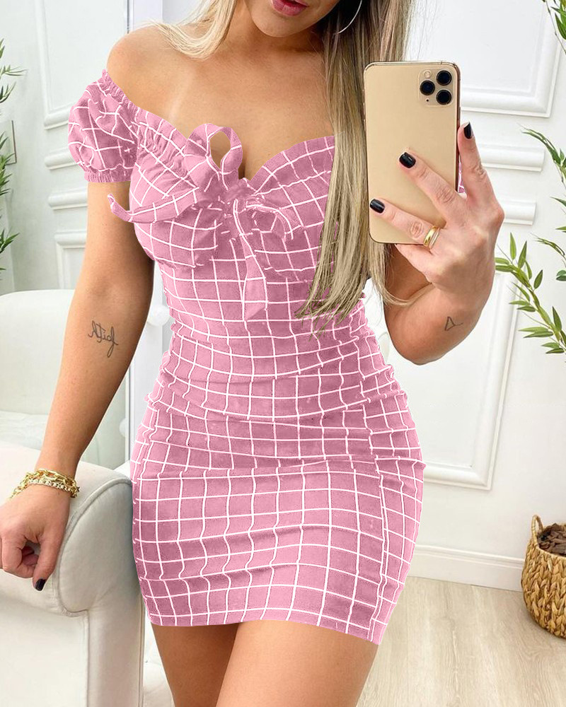 Robe d'été sexy, jupe courte avec fesses, robe imprimée à grille transfrontalière