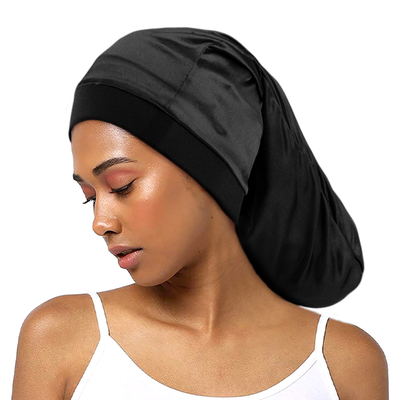 Bonnet de couchage en satin unisexe, large bande élastique ouverte, bonnet de poche, tresses de dreadlock soyeux, bonnet PO gy, hommes et femmes, longs intervalles, nouveau
