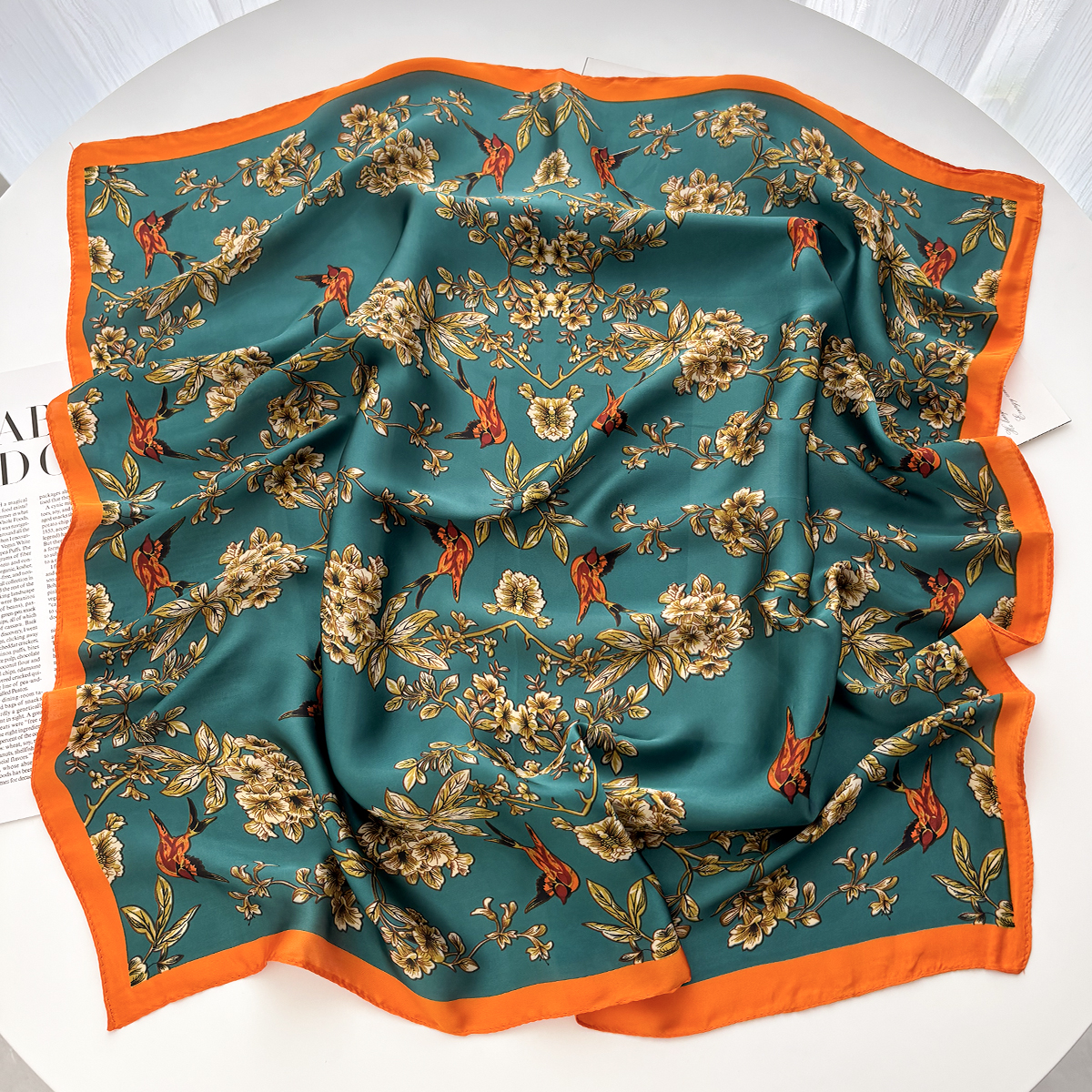 Foulard carré de luxe en soie 70cm pour femmes, Bandanas, bandeau élégant pour dames, imprimé Floral, foulard, ruban de sac Hijab